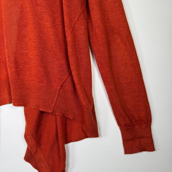 Garnet Hill Linen Cardigan Womens XL Burnt Orange Asymmetrical Hem Button Front - Picture 7 of 15